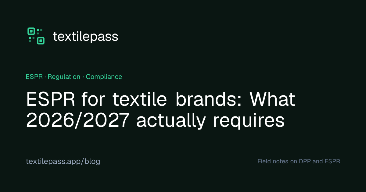 ESPR for textile brands: What 2026/2027 actually requires — TextilePass